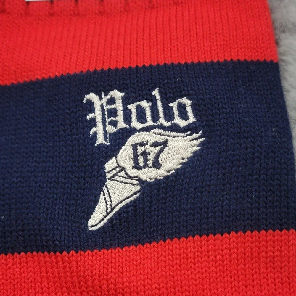 Polo Ralph Lauren Socks Mens 10-13 Red Navy Stripe Polo 67 P Winged Foot Calf